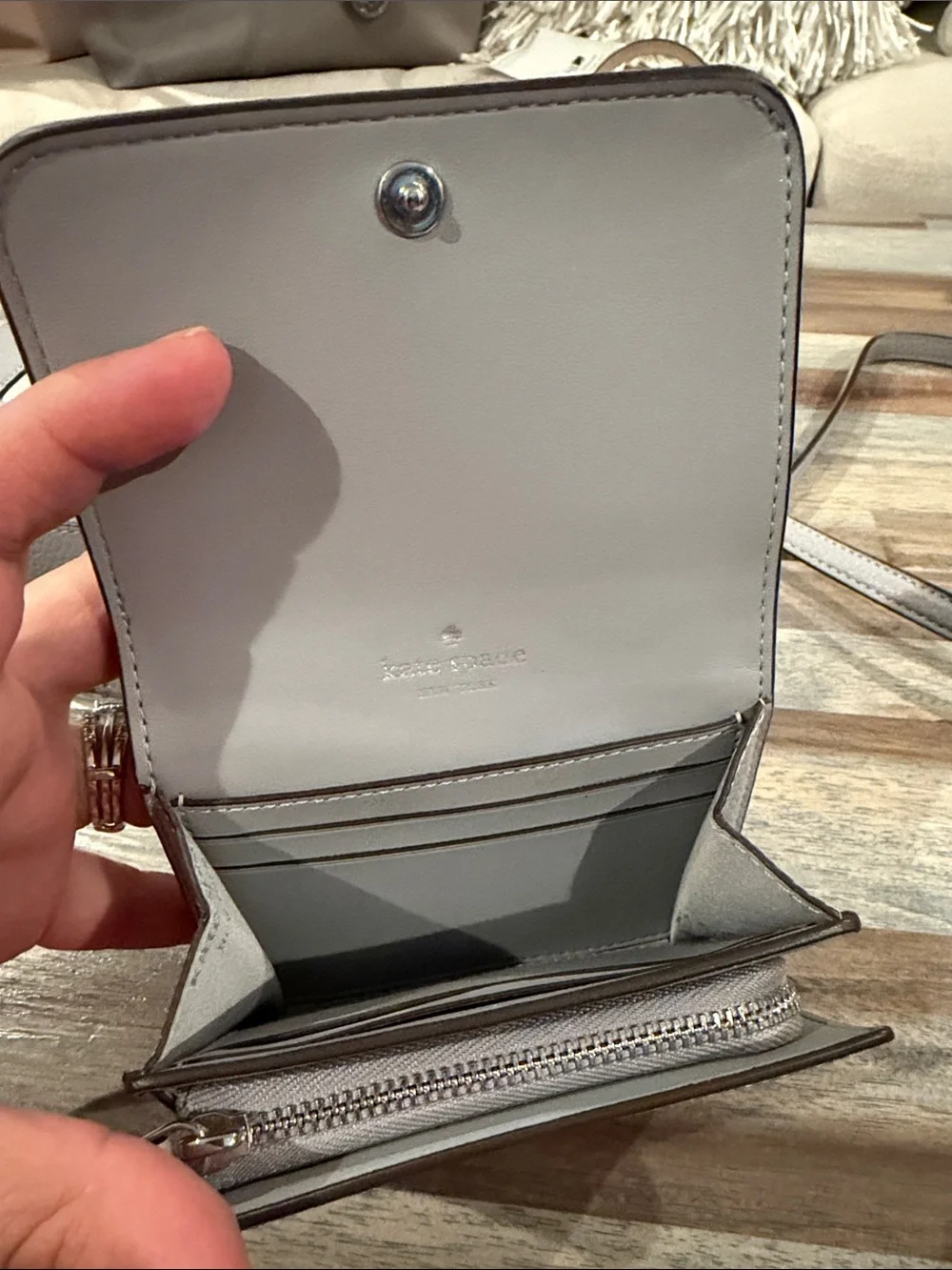 kate spade Two-Tone Pebbled Leather Crossbody - Gray & Cream